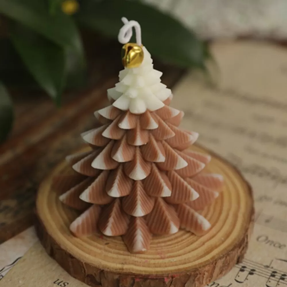 Best Sale Bougie Sapin De Noël En Cire De Paraffine Naturelle : Sapin Marron Et Blanc Décorations De Noël Pas Cher | Décorations De Noël Scandinaves