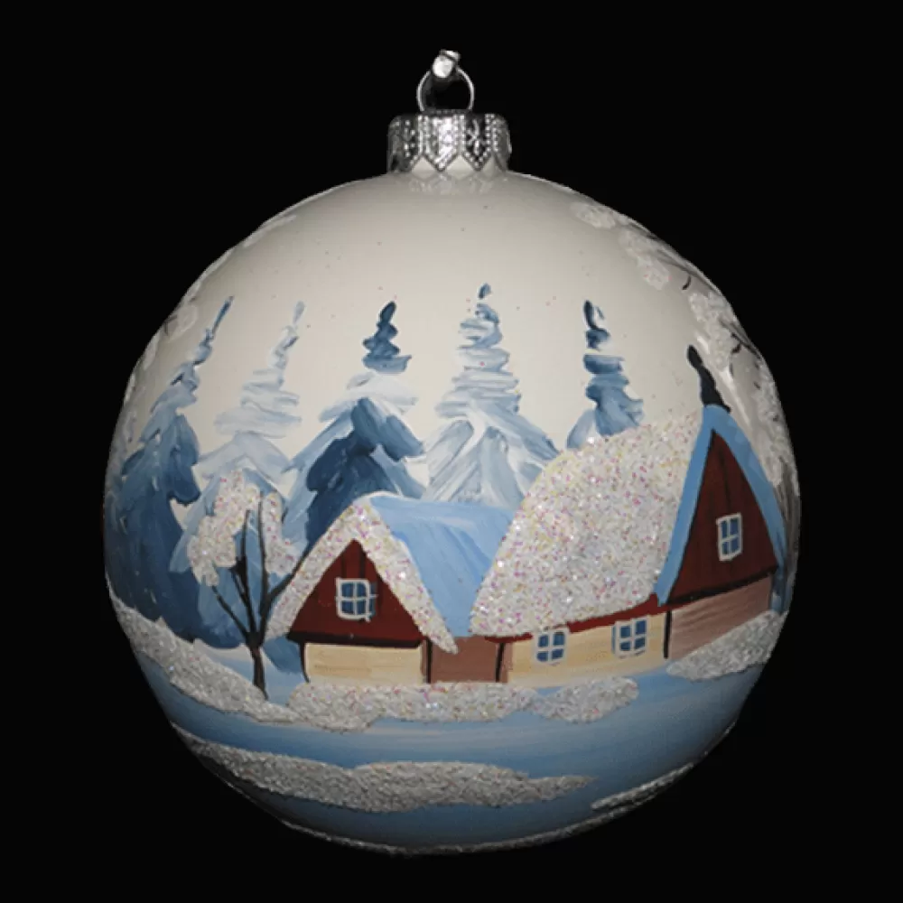 Cheap Boule De Noël Faite Main - Blanc - Village Nordique Taïga Décorations De Noël Scandinaves | Boules De Noël Faites Main