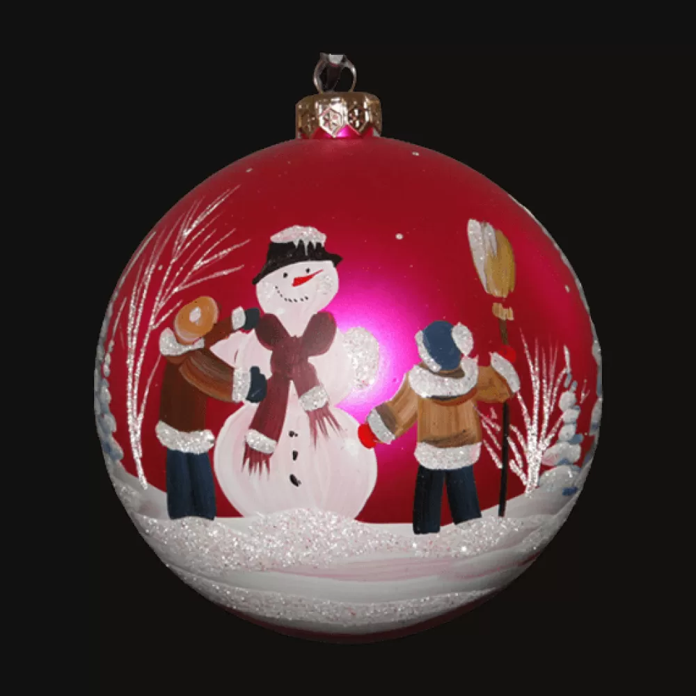 Best Boule De Noël Faite Main - Rouge - Bonhomme De Neige Et Ses Amis Décorations De Noël Rouges | Boules De Noël Faites Main