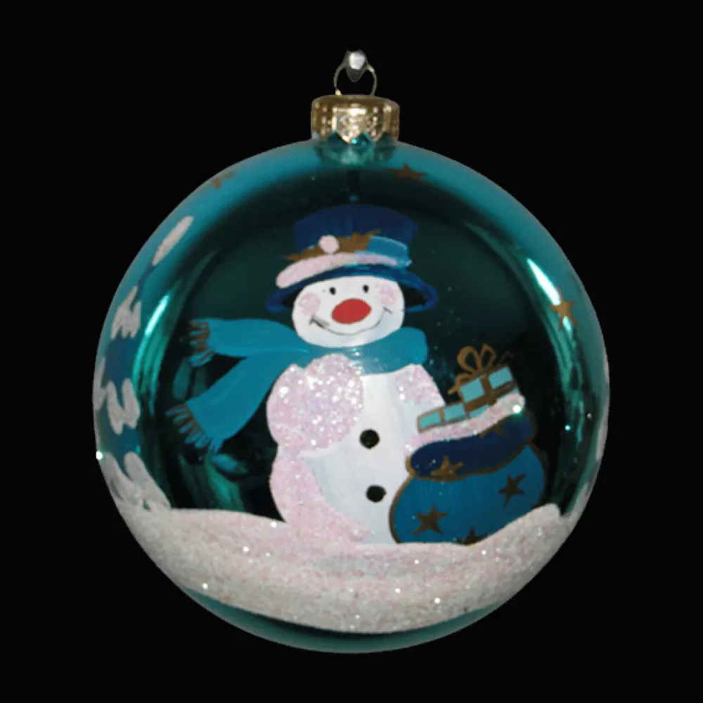 Store Boule De Noël Faite Main - Vert - Bonhomme De Neige Et Ses Cadeaux Décorations De Noël Vertes | Boules De Noël Faites Main