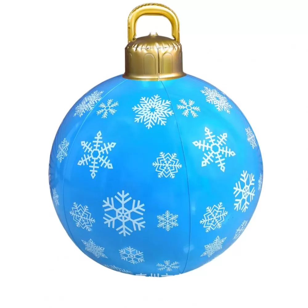 Discount Boule De Noël Gonflable 60 Cm : Bleue Avec Flocons Structures Gonflables De Noël | Décorations De Noël Scandinaves