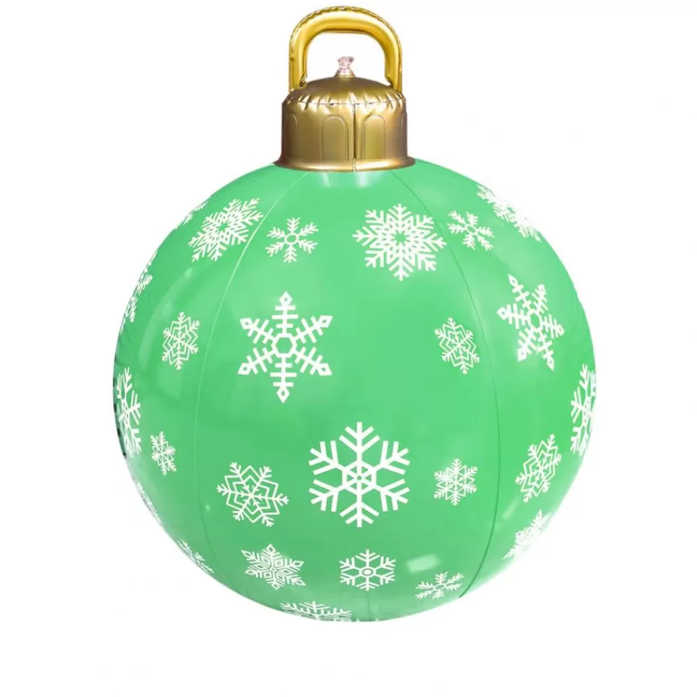 Hot Boule De Noël Gonflable 60 Cm : Verte Avec Flocons Structures Gonflables De Noël | Décorations De Noël Vertes