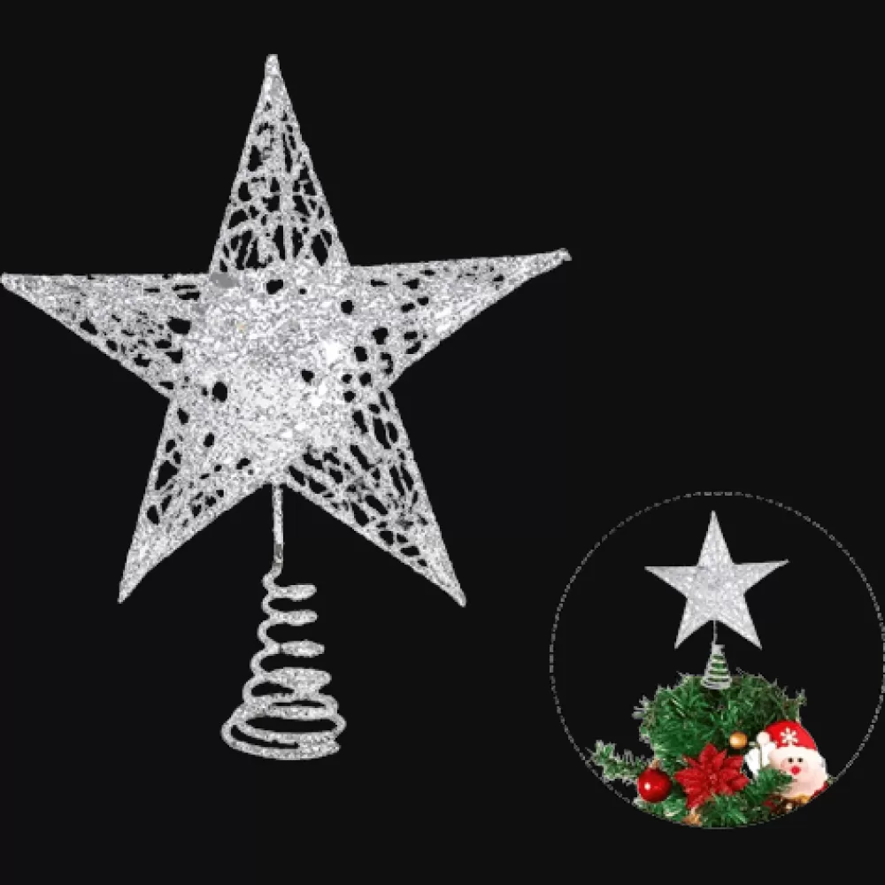 Best Cimier De Sapin De Noël En Forme D'étoile - Argent 2 Cimiers De Sapin De Noël | Décorations De Noël Argentées