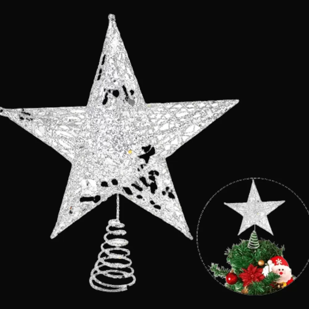 Best Cimier De Sapin De Noël En Forme D'étoile - Argent 2 Cimiers De Sapin De Noël | Décorations De Noël Argentées