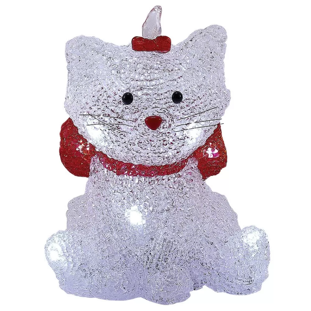 Best Décoration De Noël En Acrylique - Chat Mignon Personnages Illuminés De Noël
