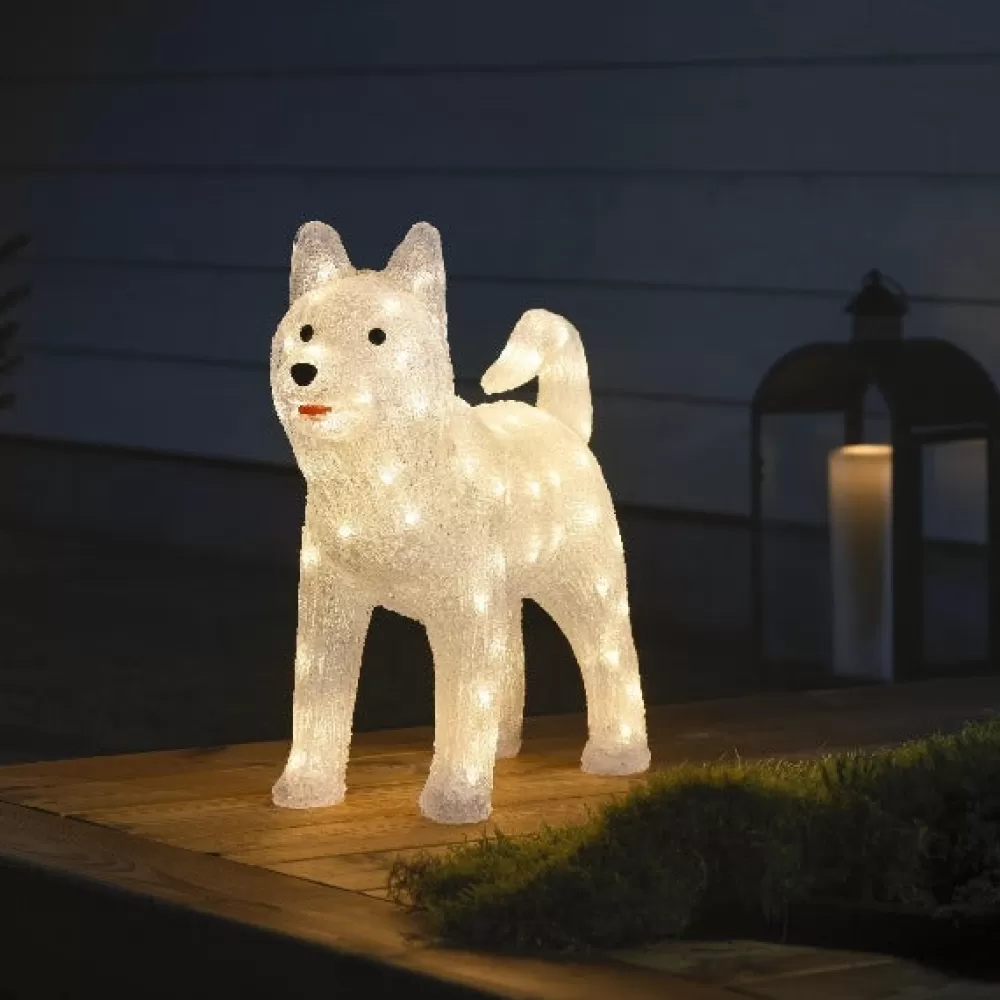 Shop Décoration De Noël En Acrylique - Chien Loup Husky Personnages Illuminés De Noël