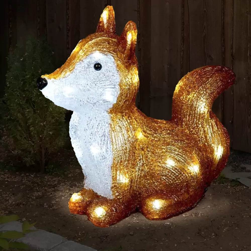 Outlet Décoration De Noël En Acrylique - Renard Mignon Personnages Illuminés De Noël