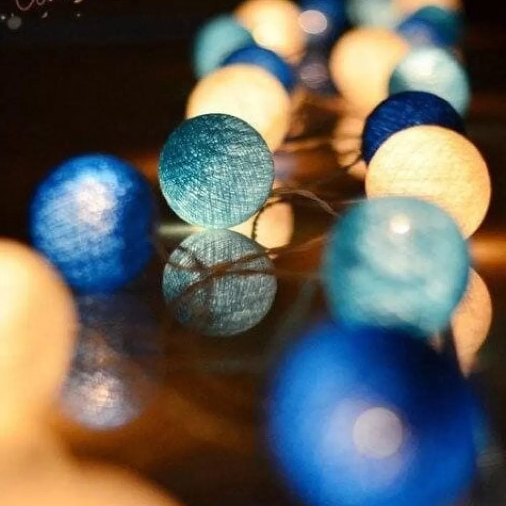 Discount Guirlande Lumineuse à Boules Bleues Décorations De Noël Scandinaves | Décorations De Noël Bleues