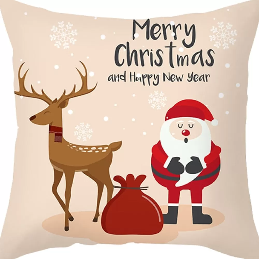 Sale Housse De Coussin De Noël : Renne Père Noël Avec Son Sac Housse De Coussin De Noël