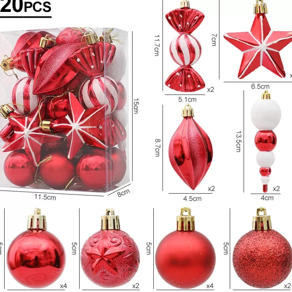 Sale Kit De 20 Décorations De Noël Rouges Décorations De Noël Rouges | Lots De Boules De Noël