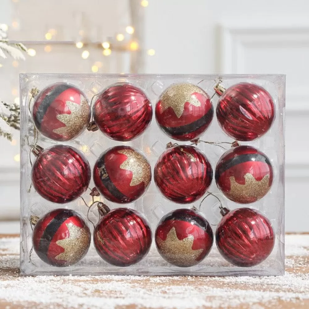 Clearance Lot De 12 Boules De Noël - Lignées Lots De Boules De Noël