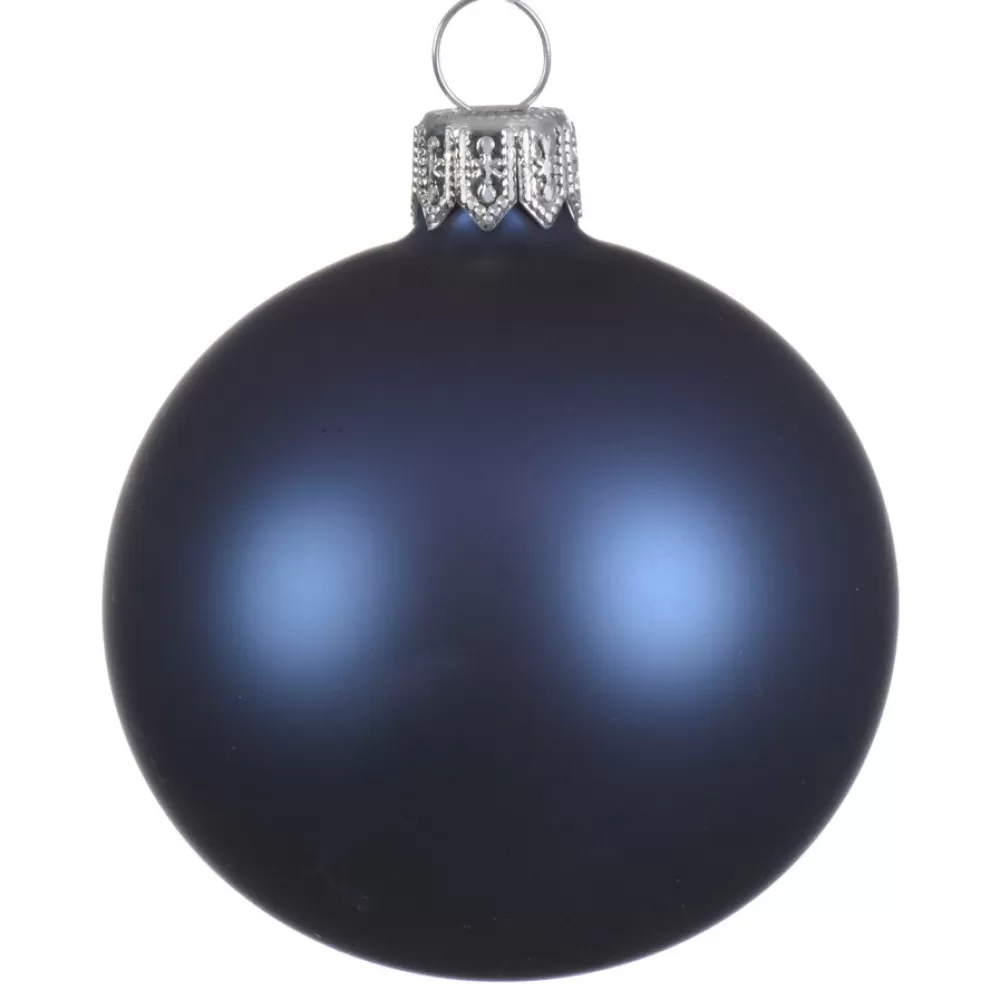 Shop Lot De 4 Boules De Noël Mates 10 Cm - Bleu Nuit Décorations De Noël Scandinaves | Décorations De Noël Bleues