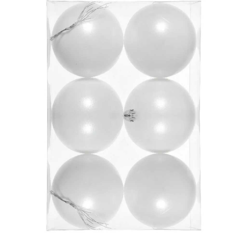 Shop Lot De 6 Boules De Noël Blanches 8 Cm Décorations De Noël Pas Cher | Décorations De Noël Scandinaves