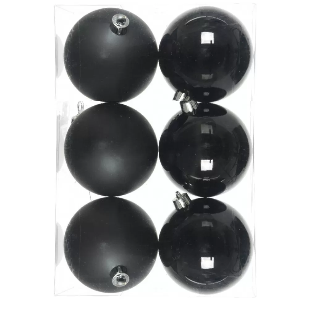 Outlet Lot De 6 Boules De Noël Noires 8 Cm Décorations De Noël Pas Cher | Lots De Boules De Noël