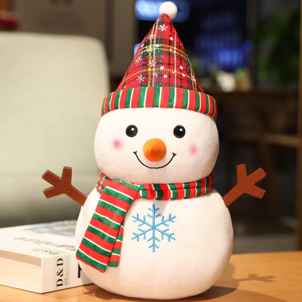 Hot Peluche Pour Enfant : Bonhomme De Neige Chapeau Rayé Noël Décorations De Noël Pas Cher | Peluches De Noël