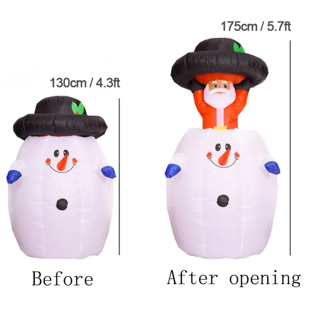 Sale Structure De Noël Gonflable : Père Noël Caché Dans Un Bonhomme De Neige Structures Gonflables De Noël