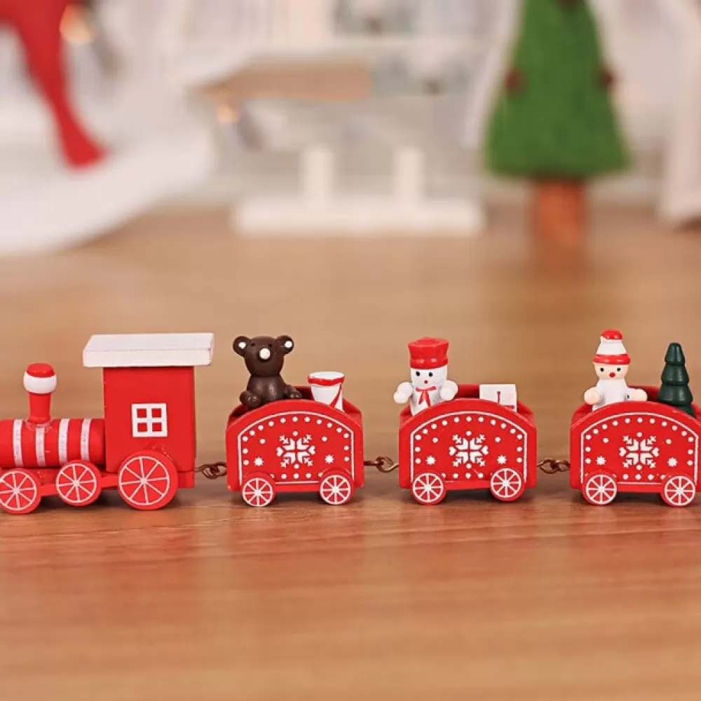 Best Sale Train De Noël Rouge En Bois Décorations De Noël Pas Cher | Décorations De Noël Rouges